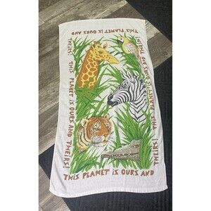 Royal Pacific THIS PLANET IS OURS AND THEIRS Vintge Animal Beach Towel Snags